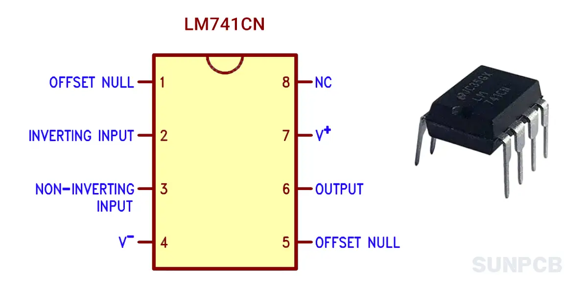 LM741CN Pinout Diagram