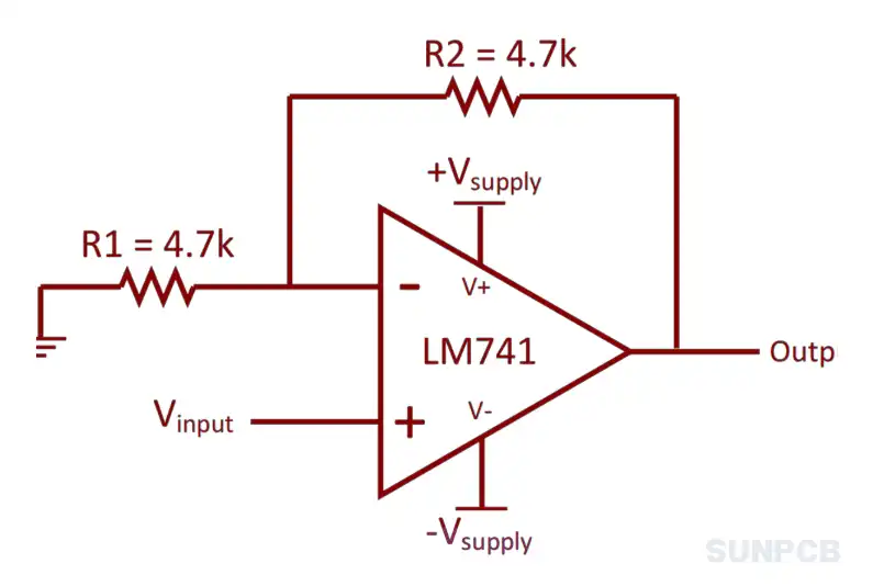 LM741CN Noninverting Amplifier Circuit